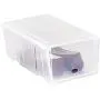mDesign Stackable Closet Plastic Storage Bin Boxes with Lid - Container for Organizing Mens and Womens Shoes, Sandals, Wedges, Flats, Heels and Accessories - Small, 4 Pack - Clear Frost