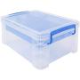 Super Stacker Divided Storage Boxes with Removable Divider Tray, 14.25" x 10.3" x 6.5", Clear