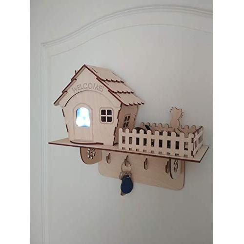 Design Shelf Hanger for Keys with Automatic Backlight. Shelf House in the Hallway or Childrens Room. Gift for You, Friends, Child, Parents.