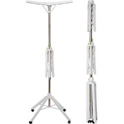 Garment & Drying Rack, 2-Tier 6 Arms Holds 60 Garments, Foldable , Stainless Steel , Sturdy 4 Legs with Wheels