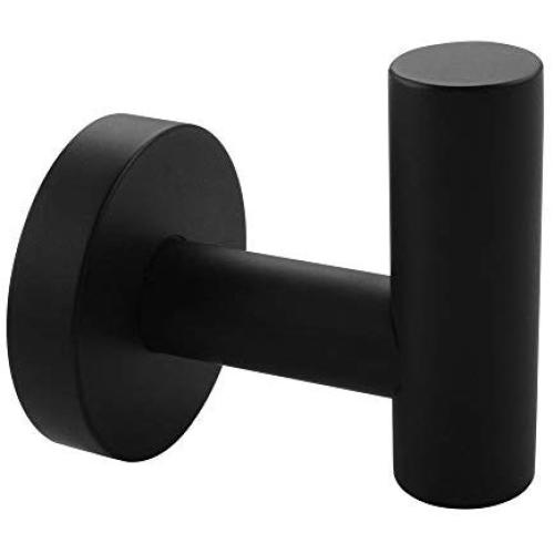 Utility Coat Hook, Aomasi Stainless Steel Utility Robe Towel Holder, Single Round Prong Clothes Hanger, Modern Kitchen Shower Storage Organizer, Wall Mounted, Matte Black