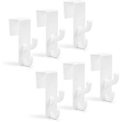 Tebery 6 Pack White Over The Door Hanging Hook Plastic Dual Hook Hanger for Coats, Jackets, Hats, Robes, Towels