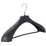 CLFAF Wide Shoulder Suit Hangers, Premium Plastic Clothes Hangers 360° Swivel Hooks Durable for Coat Shirts Scarfs Household-Black 3-Pack