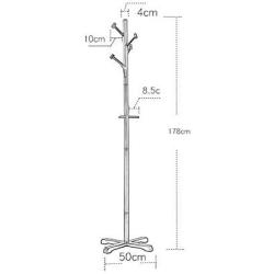 Barture-Coat rack Clothes Stand Hangers Wood Entryway Storage Shelf with Hooks Height 178cm Simple Installation 2 Colors (Color : Black)