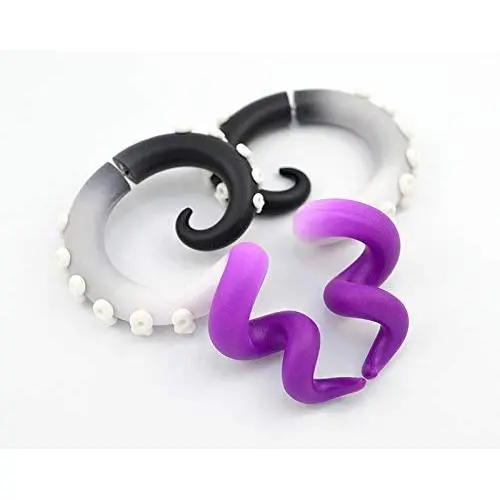 Ace Pride Asexual Earrings Fake Gauges Plugs Octopus Tentacles Nonbinary LGBT Fake Stretchers Fake Tapers Ear Hangers Ursula Costume Halloween Disney Earrings Fake Piercings Fake Tunnels