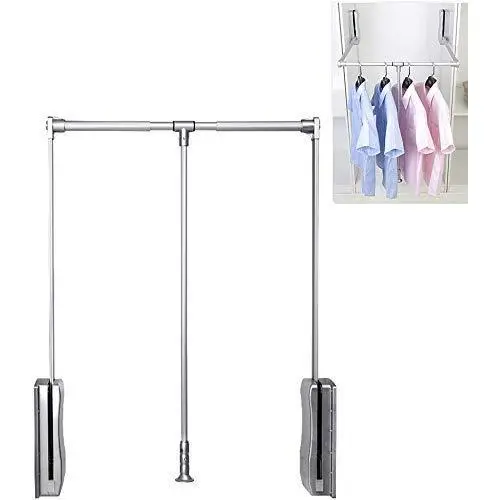 Hanger Adopts Pneumatic Buffer System Wardrobe Clothes Hanger Rail Adjustable Width Strong Load Capacity Horizontal Position Alumina Tube Aluminum Alloy Tube + Plastic (Color : Silver) Hanger Adopts Pneumatic Buffer System Wardrobe Clothes Hanger Rail Adjustable Width Strong Load Capacity Horizontal Position Alumina Tube Aluminum Alloy Tube + Plastic (Color : Silver)