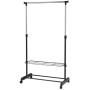 Safstar Adjustable Single Rod Garment Rack Rolling Hanging Rail Clothes Hanger Stand with Shoe Shelf