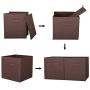 BASTUO 6 Storage Bins Foldable Non-Woven Fabric Boxes Storage Organizer Closet Basket Container for Shelf Brown