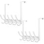 SKOLOO Over The Door Hook Rack, 5 Door Hanger Hooks for Clothes Towels Coat, Over The Door Coat Rack (2 Pack, White)