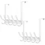 SKOLOO Over The Door Hook Rack, 5 Door Hanger Hooks for Clothes Towels Coat, Over The Door Coat Rack (2 Pack, White)