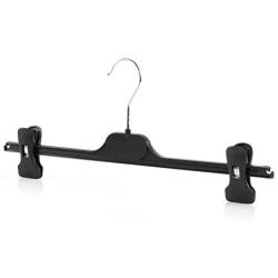 HANGERWORLD 25 Black 15inch Plastic Coat Clothes Garment Pants Skirt Hangers Adjustable Clips