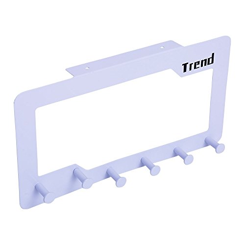 BAOYOUNI Coat Rack Over The Door 6 Hooks Modern Home & Office Decor Organizer Hanger for Clothes, Hat, Keyrings, Towels, Robes 14.17x7.48x1.1 (White)