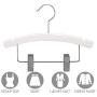 White Kids Combo Hanger, Arched 12 Inch Wood Hanger with Clips and Notches (Box of 100) by The Great American Hanger Company