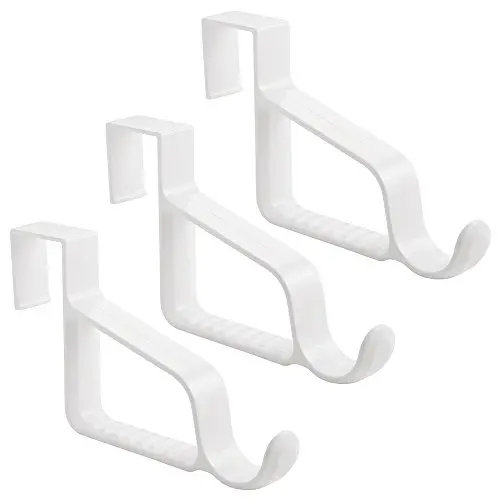 InterDesign Over Door Valet Hook for Clothes Hangers, Storage for Coats, Hats, Robes, Clothes or Towels - Single Hook, White, Pack of 3 InterDesign Over Door Valet Hook for Clothes Hangers, Storage for Coats, Hats, Robes, Clothes or Towels - Single Hook, White, Pack of 3