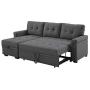 LILOLA Lucca Gray Linen Reversible Sleeper Sofa Storage Chaise