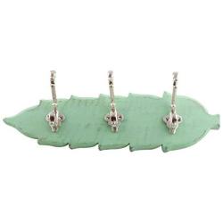 Indianshelf Handmade 1 Artistic Vintage Green Wooden Small Key Hooks Hangers/Hooks for Hanging Coats