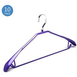 PeiQiH Shirt No-Trace Clothes Hangers, 10 Pack Rubber Coating Wide Shoulder Space Saving Durable Heavy Duty Suit Hangers for Coats Skirt Jackets-a-ms-Purple 40x18.5x3cm