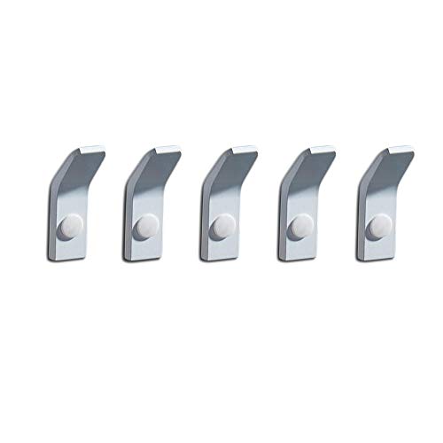 5 PCS Aluminum Alloy Single Clothes Hook Coat Hook Punch Hanger Wall Mounted for Kitchen Bathroom Bedroom Living Room Wall Door Cabinet