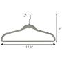 Elama Home ELH100GREY 100 Piece Set of Velvet Slim Profile Heavy Duty Felt Hangers with Stainless Steel Swivel Hooks in Gray, Grey