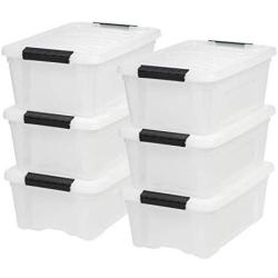 IRIS USA, Inc TB-42 12 Quart Stack & Pull Box, Multi-purpose Storage Bin, 6 Pack, Pearl
