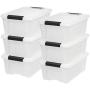 IRIS USA, Inc TB-42 12 Quart Stack & Pull Box, Multi-purpose Storage Bin, 6 Pack, Pearl