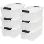 IRIS USA, Inc TB-42 12 Quart Stack & Pull Box, Multi-purpose Storage Bin, 6 Pack, Pearl