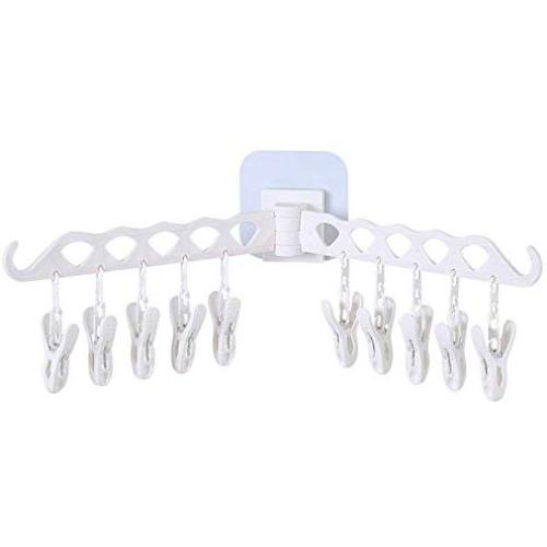 ZHAO YING Clothes Magic Hangers,Dual Hanger Multi-Functional Fold Plastic Hanger Space Saving Wardrobe Closet Space Saving Clothing Rack Hanger (Color : White, Size : 10 Clip Hang)