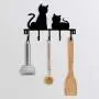 Valensha Towel Rack, Hand Towel Ring Towel Bar Holder Cat Design Metal Wall Mounted Hooks Hat Coat Clothes Storage Door Hanger Decor Black
