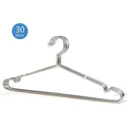 PeiQiH Wire Hangers Clothes Hangers, Lightweight Ultra Thin Not-Slip Notched Space Saving Durable Adult Hangers for Shirt Skirt Posterior Coats-30 Pack 42x20cmx4mm