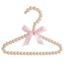 SAASNY Standard Hangers,Children Kids Pearl Beaded Bowknot Clothes Hangers with Trouser Bar Hangers,（Pack of 25） Pink Ideal for Home and Shops