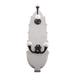 Indianshelf Handmade 1 Artistic Vintage Grey Wooden Double Loop Rail Hooks Holders/Wall Hooks for Frames