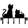 Cxjff Black Metal Wall-Mounted Coat Hooks Key Holder, Clothes Coat Hat Decorative Wall Hooks Robe Hanger, Cat Design 5-Hooks Rack (Size : 32 ×24 cm)