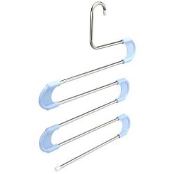 5PC Random Color 5 Layer Stainless Steel S Shape Clothes Pants Hanger Closet Towel Storage Rack Shelf Hangers Multilayer Cloth Hanger Decoration