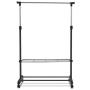 JF World Rolling Clothes Hanger with Height Adjustable Shoe Rack