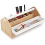 Umbra Toto Storage Boxes (Long), Perfect for Organizing Makeup, Brushes, Jewelry, Stationery, and More, Birch Wood Metal Finish, Natural/White