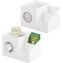 mDesign Square Facial Tissue Boxes Cover Holder, Storage Organizer Caddy for Bathroom Vanity Countertop, Bedroom Dresser, Night Stand, Desk, Table - Holds Makeup, Toiletries, Pens - 2 Pack - White/Satin