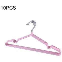 Multifunction kitchen case 10 PCS Household Stainless Steel PVC Coating Anti-skid Traceless Clothes Drying Rack (Pink)，Groove design on both sides of clothes hanger makes it useful for small clothes,