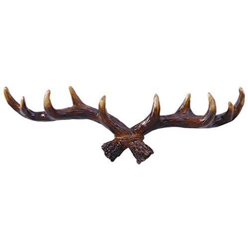 Surrui Vintage Deer Antlers Wall Hooks Antique Clothes Hanger Rack Home Coat Hooks Dark Brown