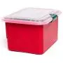 HOMZ Container with 4 Cord Wraps, Base and Clear Lid, Set of 4 Plastic Holiday Light Storage Box, 4 Pack, Red, Green
