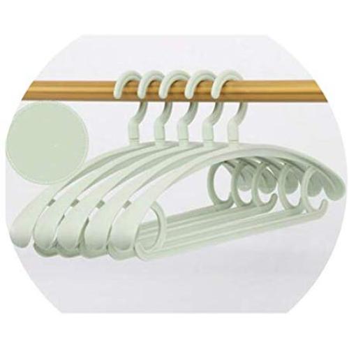 10 Pcs Pink Blue Wide Shoulder Clothes Coats Hanger, Colorful Strong Plastic Suits Hanger Rack with Pants Bar,Green