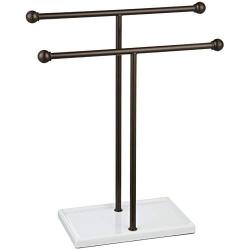 AmazonBasics Double-T Hand Towel Holder and Accessories Jewelry Stand, Bronze/White