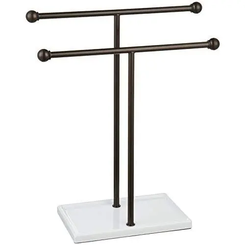 AmazonBasics Double-T Hand Towel Holder and Accessories Jewelry Stand, Bronze/White AmazonBasics Double-T Hand Towel Holder and Accessories Jewelry Stand, Bronze/White