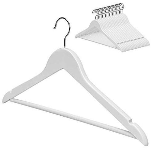 StorageWorks 20-Pack Solid Wooden Suit Hangers, Coat Wood Hangers, White