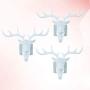 NUOBESTY Antler Iron Wall Hook 3Pcs, 3D Metal Clothes Hanger Christmas Room Decor Stereoscopic Deer Head Door Coat Rack Hat Cap Holder Organizer for Home Bathroom - White