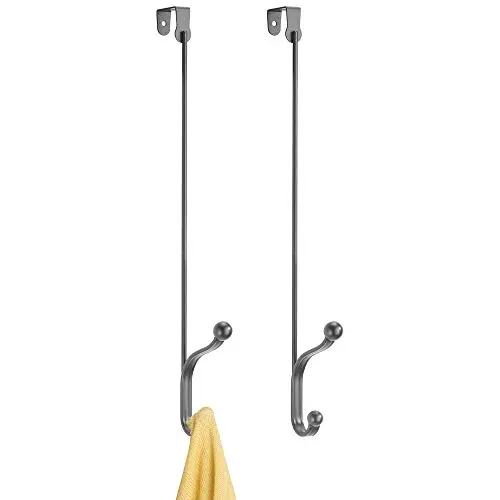 mDesign Metal Modern Long Easy Reach Over The Door Storage Organizer Rack - Hang Coats, Hoodies, Hats, Scarves, Purses, Leashes, Towels, Robes, Clothing - 17" Tall, 2 Hooks - 2 Pack - Graphite Gray mDesign Metal Modern Long Easy Reach Over The Door Storage Organizer Rack - Hang Coats, Hoodies, Hats, Scarves, Purses, Leashes, Towels, Robes, Clothing - 17" Tall, 2 Hooks - 2 Pack - Graphite Gray