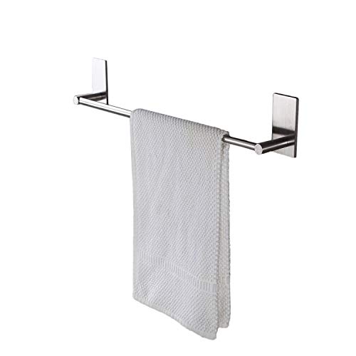 ZETA SUS304 Stainless Steel Self-adhesive 16-Inch Bathroom Kitchen Single Towel Bar Bath Wall Shelf Rack Hanging Towel Stick On Sticky Hanger Contemporary Style, Brushed Finish