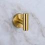 Single Robe Hook, Towel Hook Brushed Gold, SUS304 Stainless Steel Bathroom Clothes Cabinet Closet Coat Hook Wall Mounted,Round,Heavy Duty Door Hanger, 2 Pack