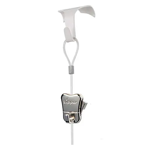 4 Pack STAS Moulding Hooks + Perlon Cords with Loop + Zipper Hooks (39&quot perlon cord, White)
