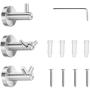 JOUBU Towel Hook Brushed Nickel,Contains a Round Utility Towel Hook,A Double Prong Coat Hook,A Single Prong Robe Hook for Bathroom Toilet Kitchen Garage Home Storage Clothes Hanger,Wall Mounted 3-PACK