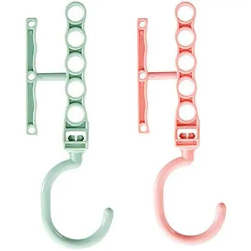 Classify Windproof Multi Layers Drying Laundry Clothes Hanger Household Holder Modern Antislip 5 Circle 360 Degree Rotating Hook 10pcs Random Color